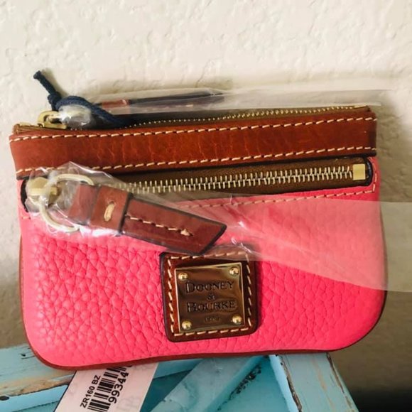 Dooney & Bourke Handbags - Dooney & Bourke coin case pouch bubble gum pebble